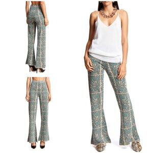 EUC Circus Hotel Lurex Lamé Paisley Metallic Knit Flare Wide Leg Pants IT46 US10